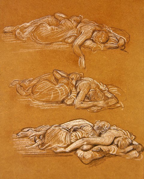 Cymon och Iphigenia (svartvit krita på papper) av Frederic Leighton