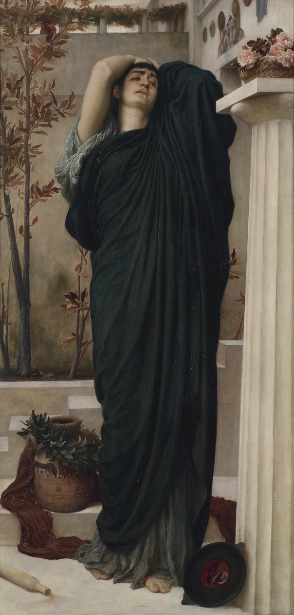 Elektra vid Agamemnons grav (olja på duk) av Frederic Leighton