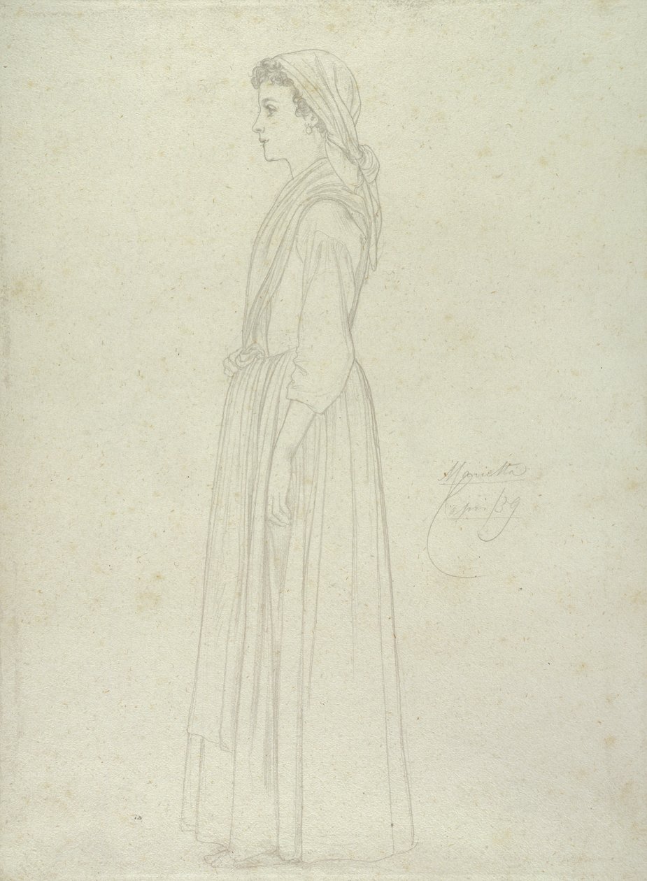 Marietta, Capri, 1859 (grafit på papper) av Frederic Leighton