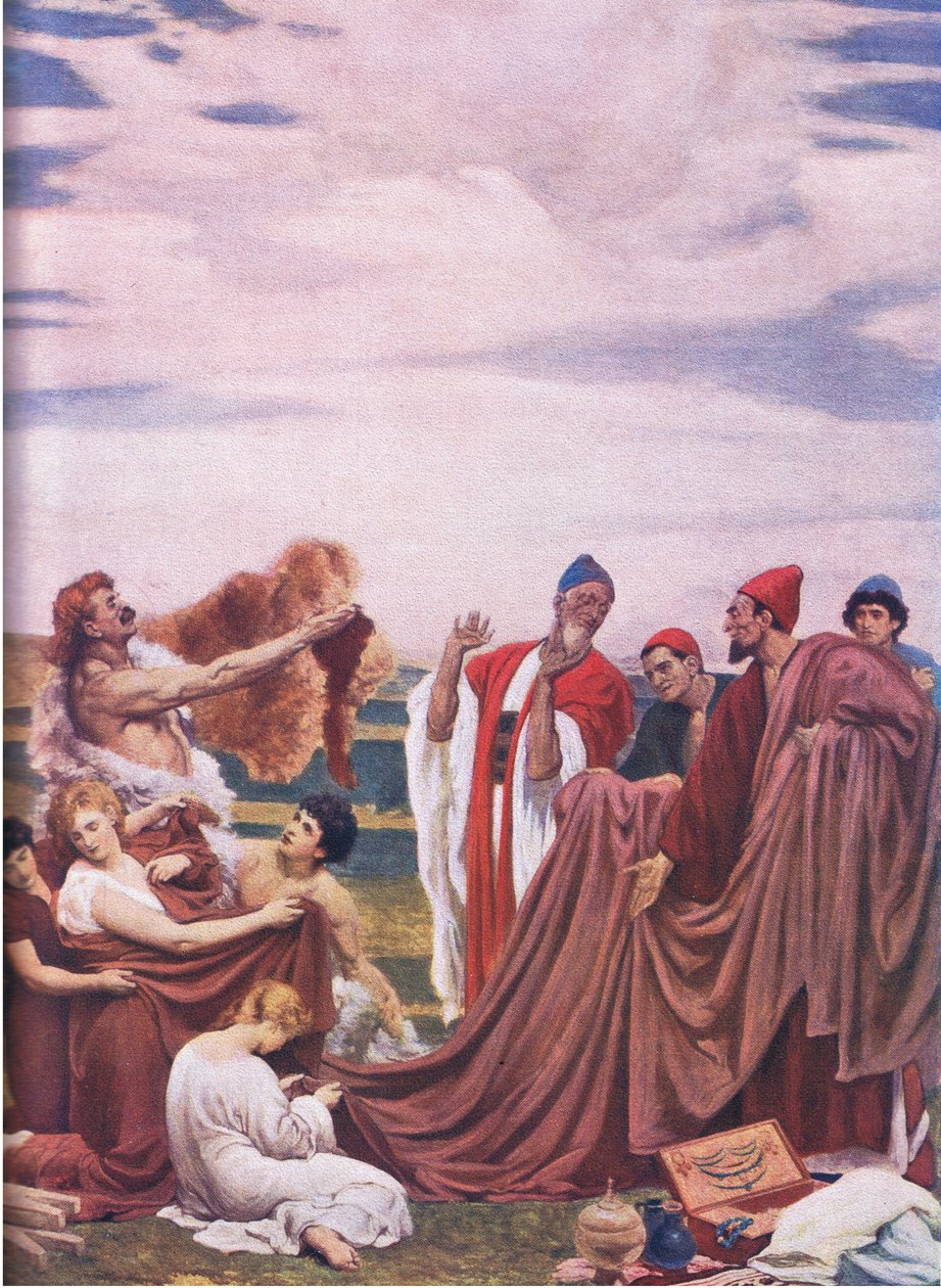 Feniciska handlare vid Storbritanniens kust (färg litho) av Frederic Leighton