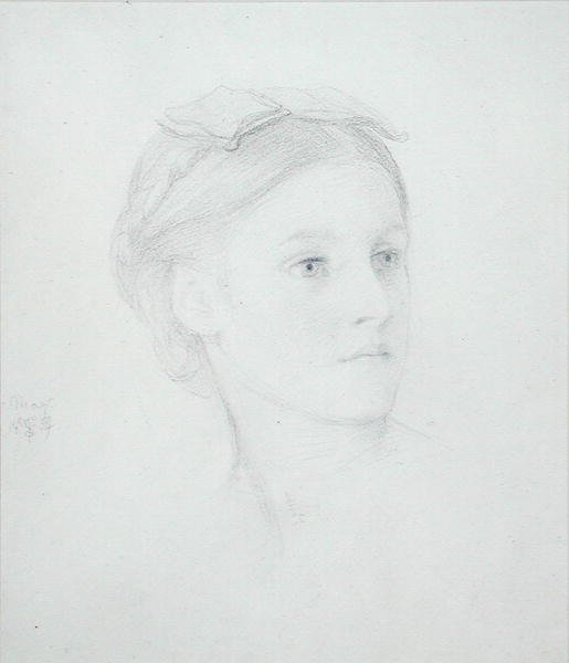 Porträtt av May Sartoris (1845-1925) 1854 (penna på papper) av Frederic Leighton