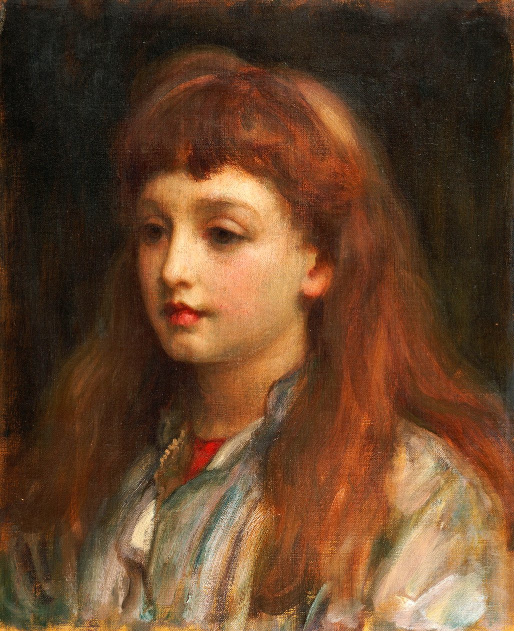 Porträtt av en ung flicka, huvud och axlar av Frederic Leighton