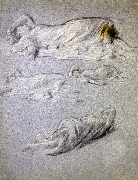 Studie för Cymon och Iphigenia (svartvita krita på papper) av Frederic Leighton