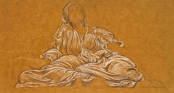 Studera för dansen (svartvit krita på papper) av Frederic Leighton