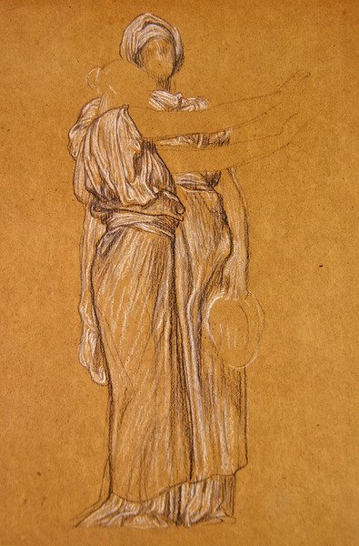 Studera för dansen (svartvit krita på papper) av Frederic Leighton