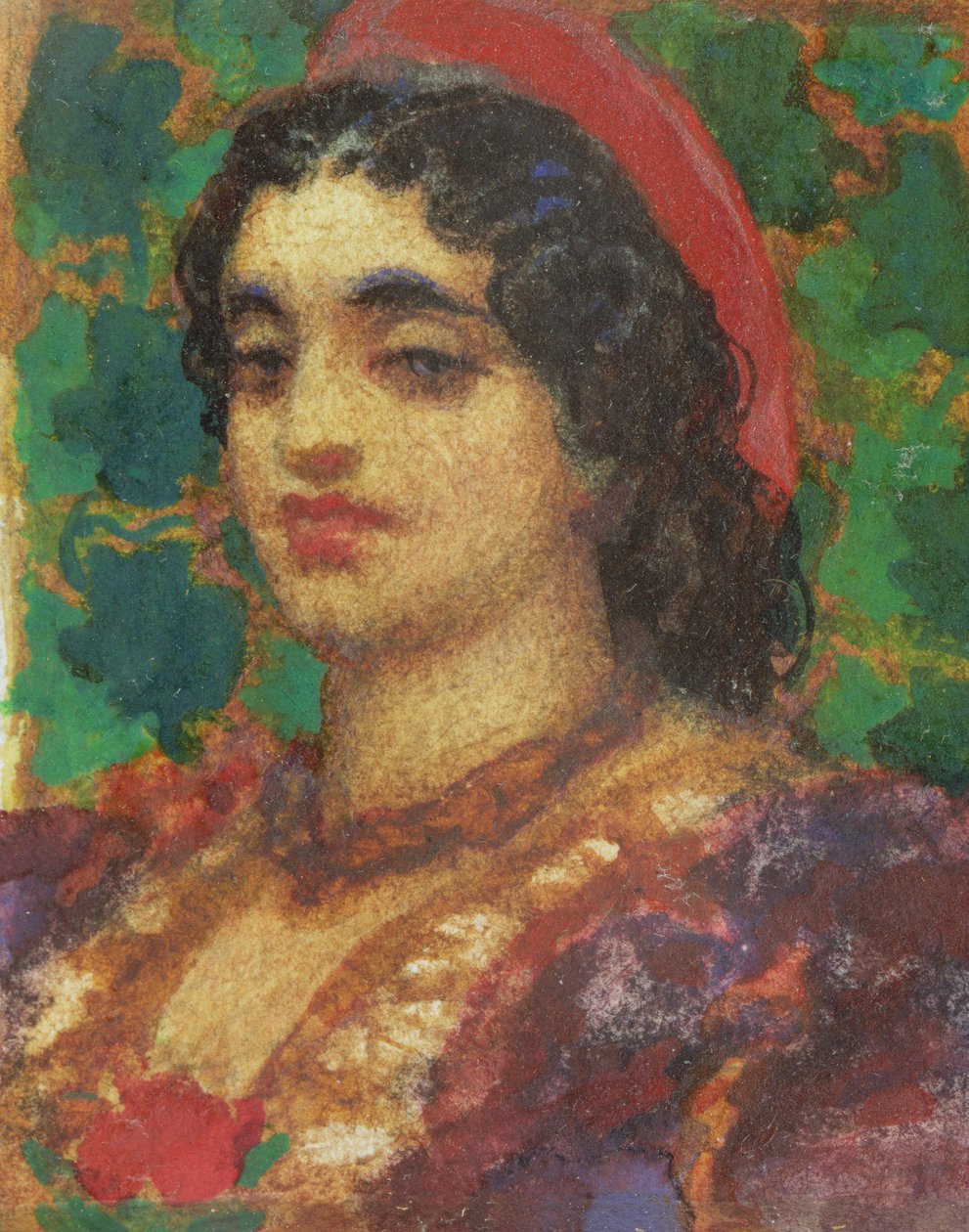 Studie av en kvinnas huvud (wc och kroppsfärg på papper) av Frederic Leighton