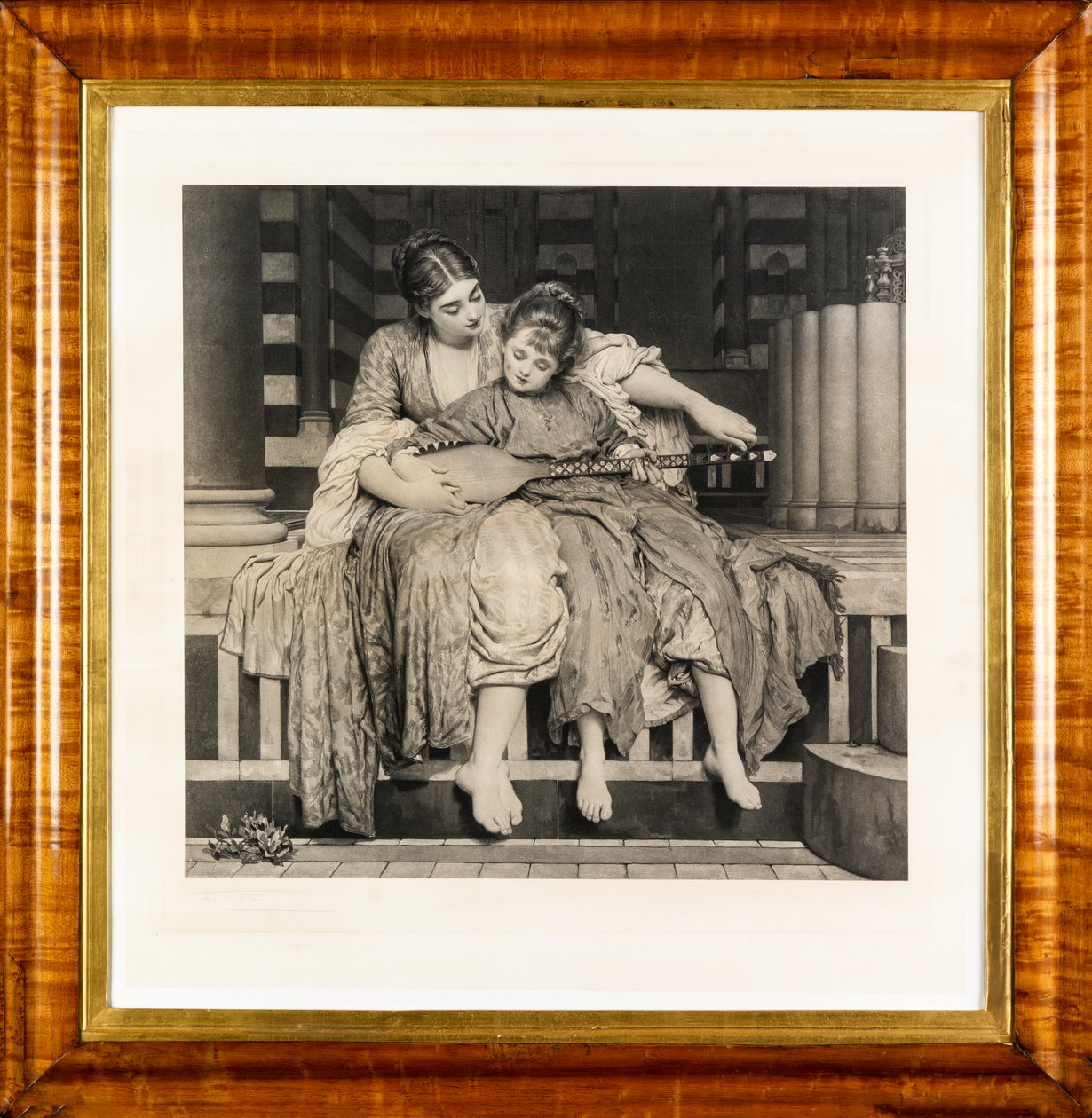 Musiklektionen (fotogravyr) av Frederic Leighton