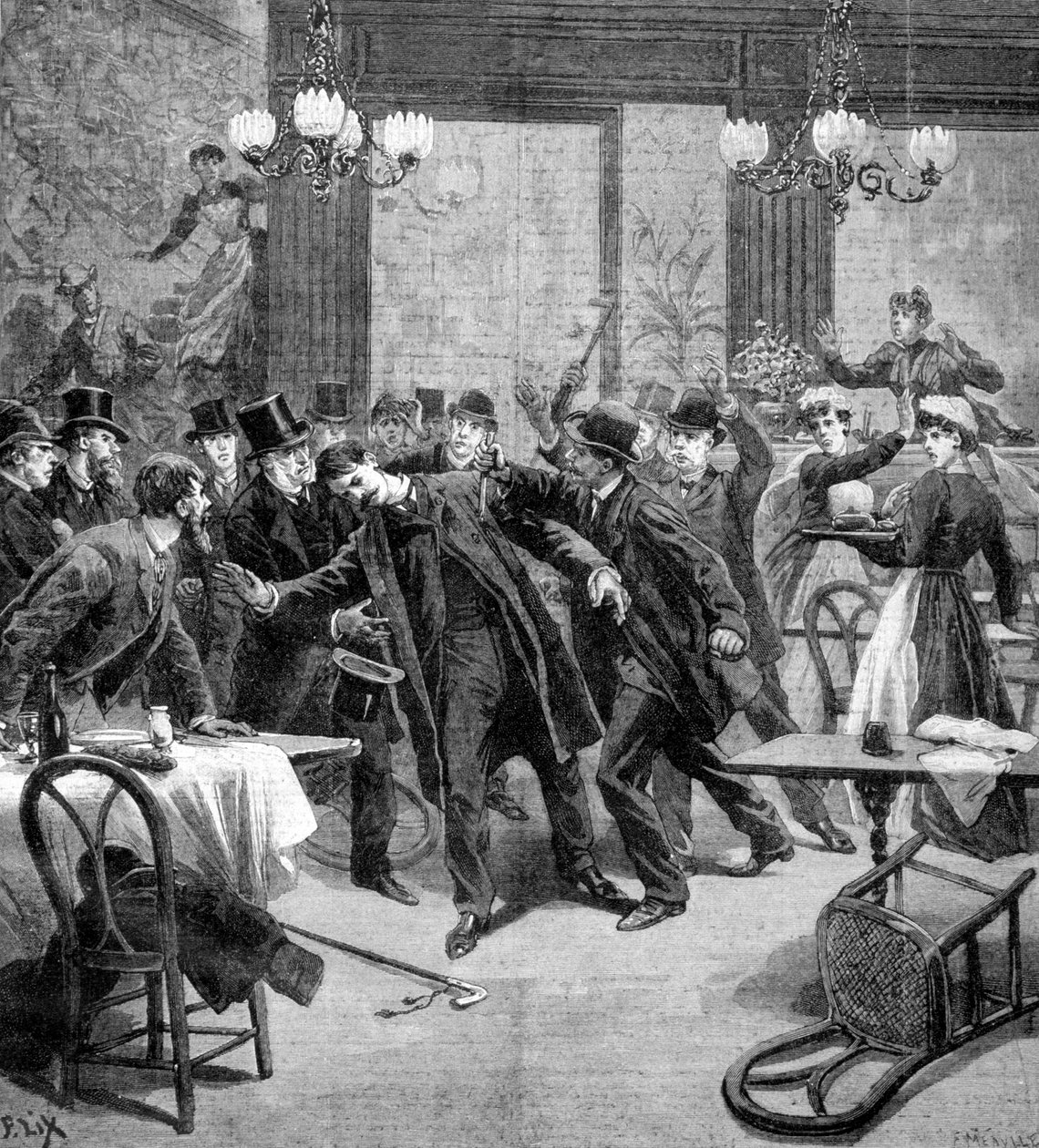 Attack mot M Georgewitch, Serbiens minister i Paris 1893 av Frederic Lix