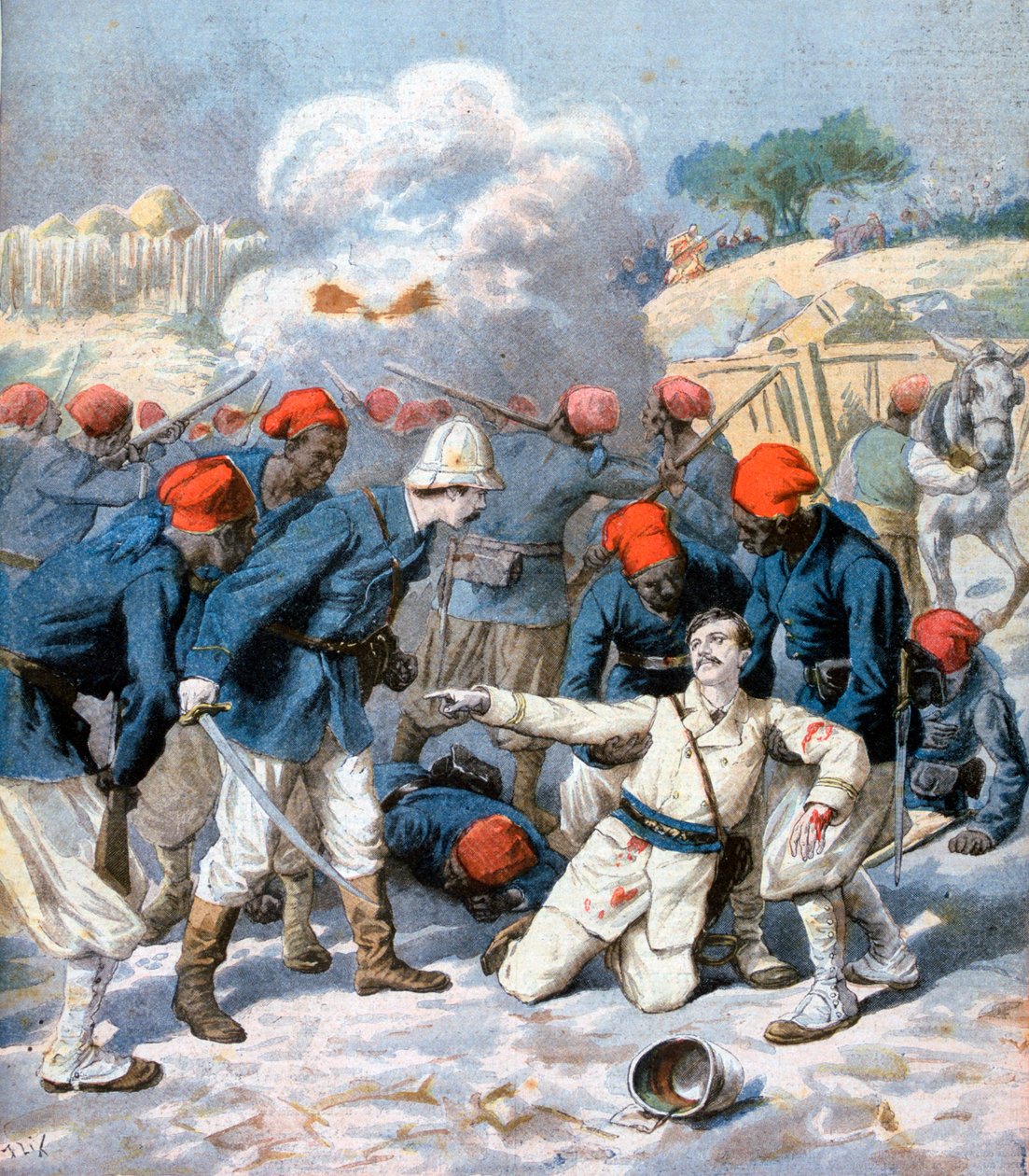 Löjtnant Lecerfs död, slaget vid Napa, Nigeria, 1894 av Frederic Lix