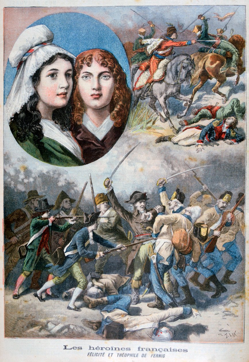 Felicite och Theophile de Fernig, franska hjältinnor, 1792, 1894 av Frederic Lix