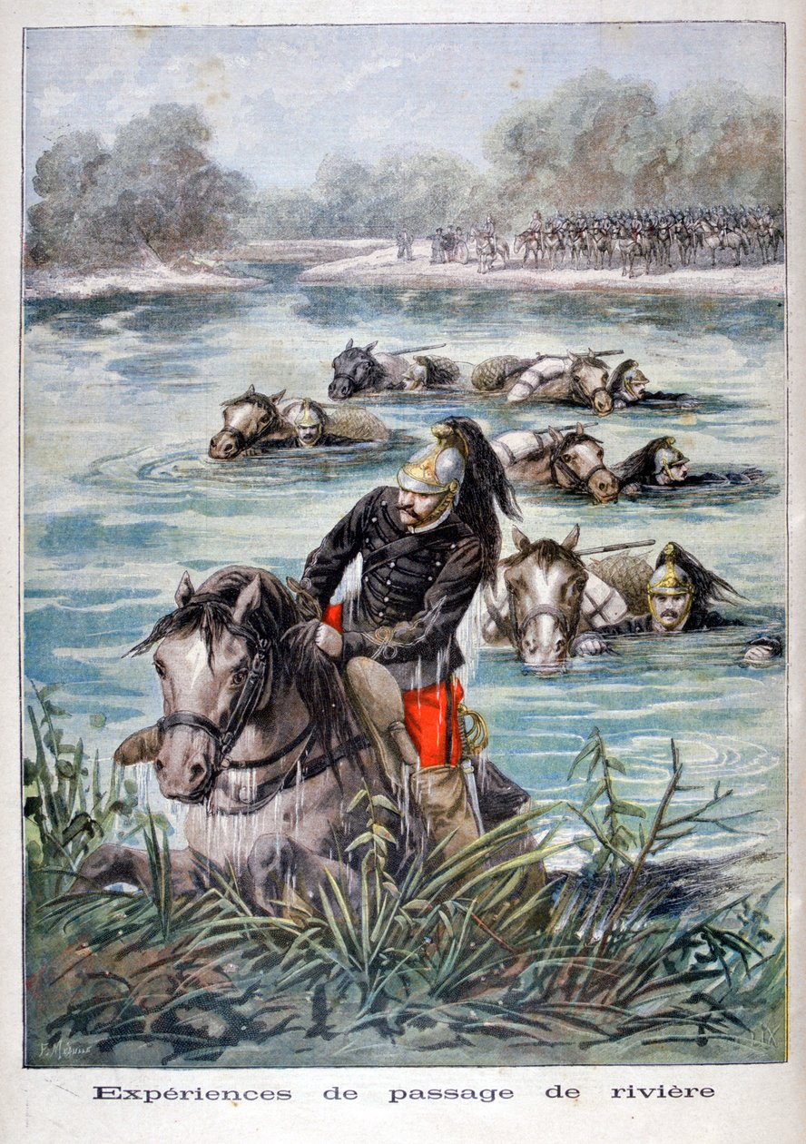 Franskt kavalleri som vadar en flod, 1896 av Frederic Lix