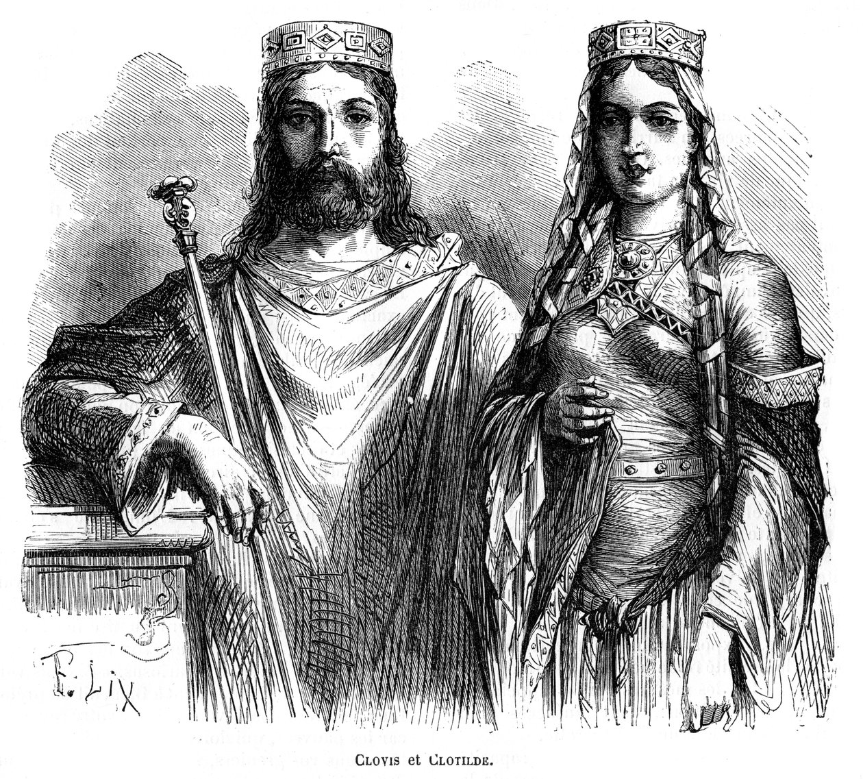 Kung Clovis I och drottning Clotilde av frankerna, sent 5:e - början av 600-talet 1882-1884. av Frederic Lix