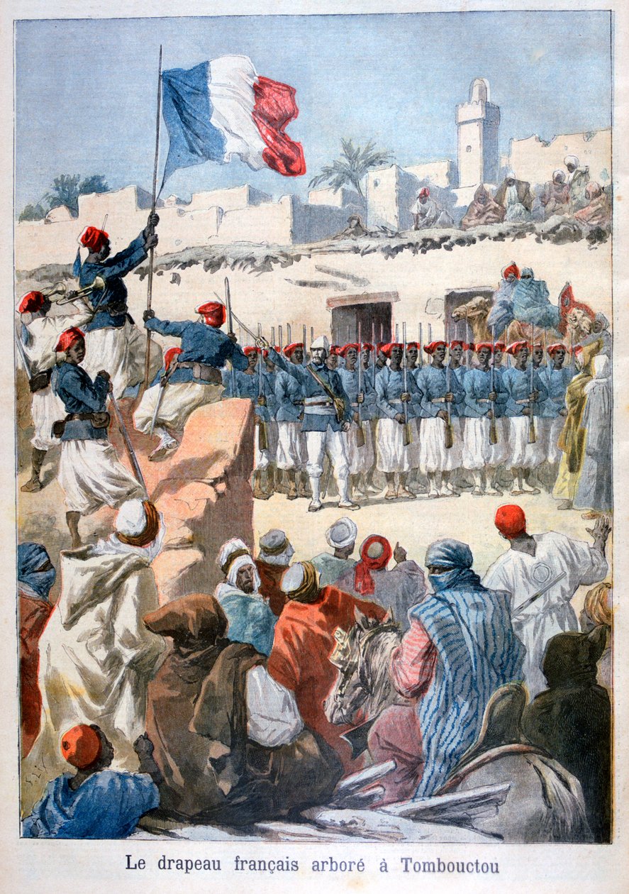 Hissen av den franska flaggan i Timbuktu, 1894 av Frederic Lix