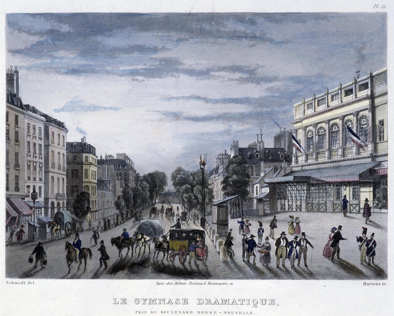 Dramatiska gymnasiet - i ""Paris 1832" av Martens av Frederic Martens