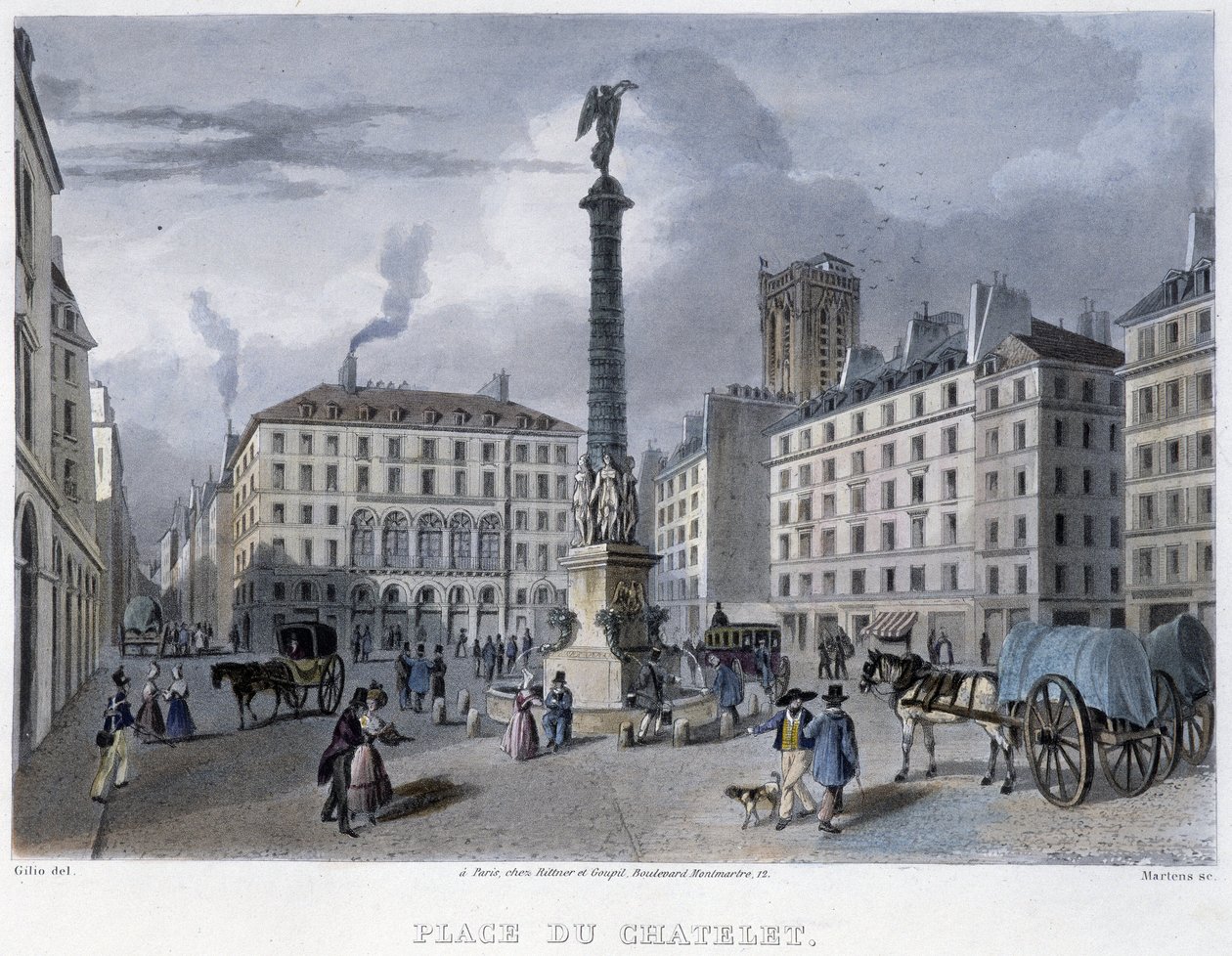 Place du Chatelet - i ""Paris 1832" av Martens av Frederic Martens