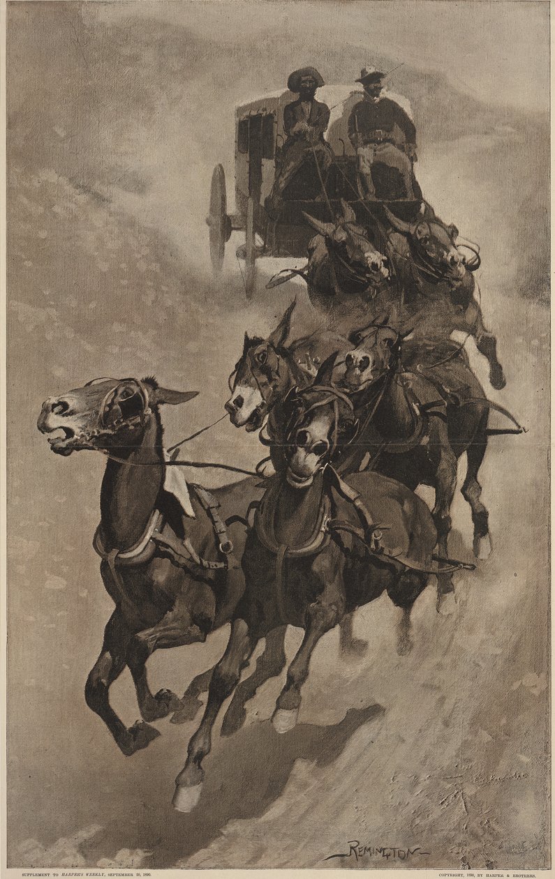 En armépostambulans, från Harpers Weekly, pub.1890 av Frederic Remington
