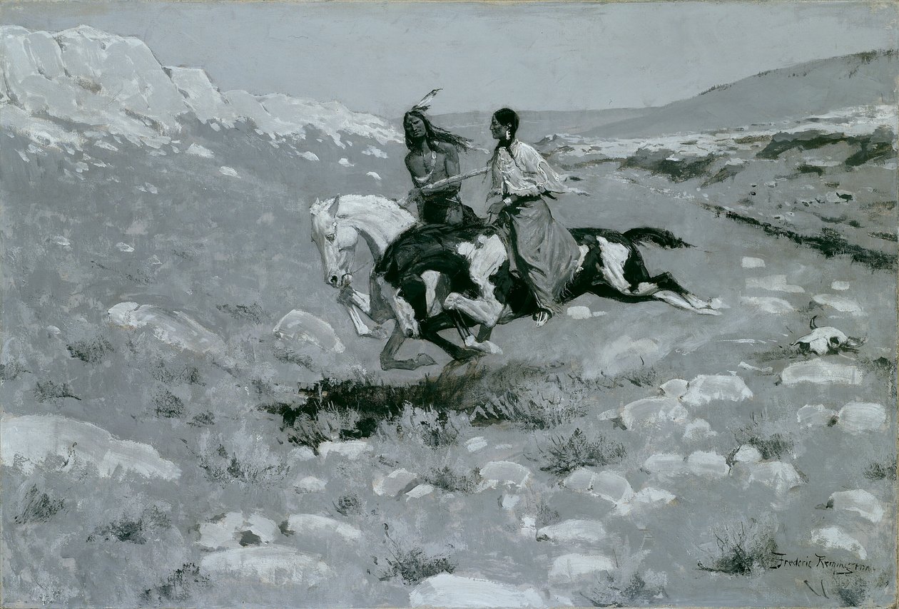 Ceremoni för den snabbaste hästen, ca. 1900. av Frederic Remington