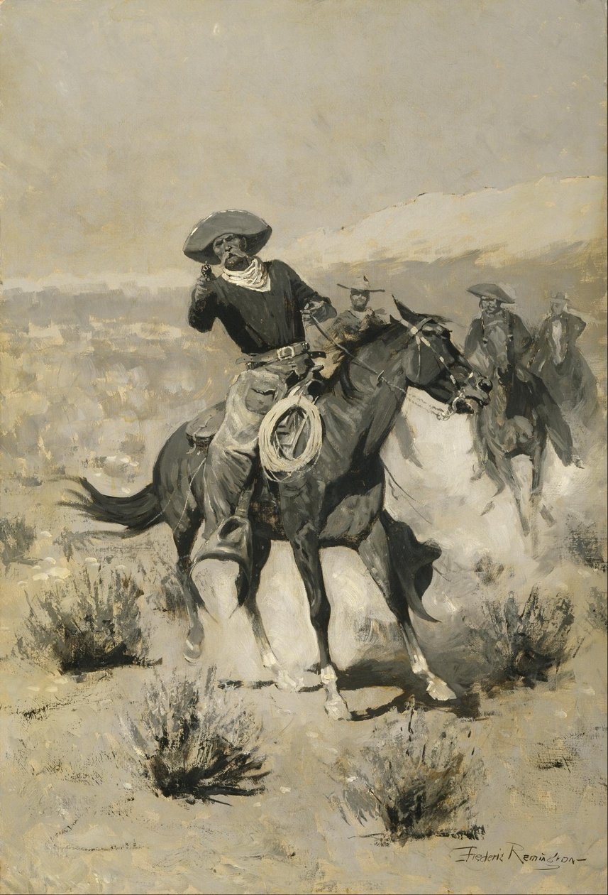 Days on the Range ("Upp med händerna!") av Frederic Remington