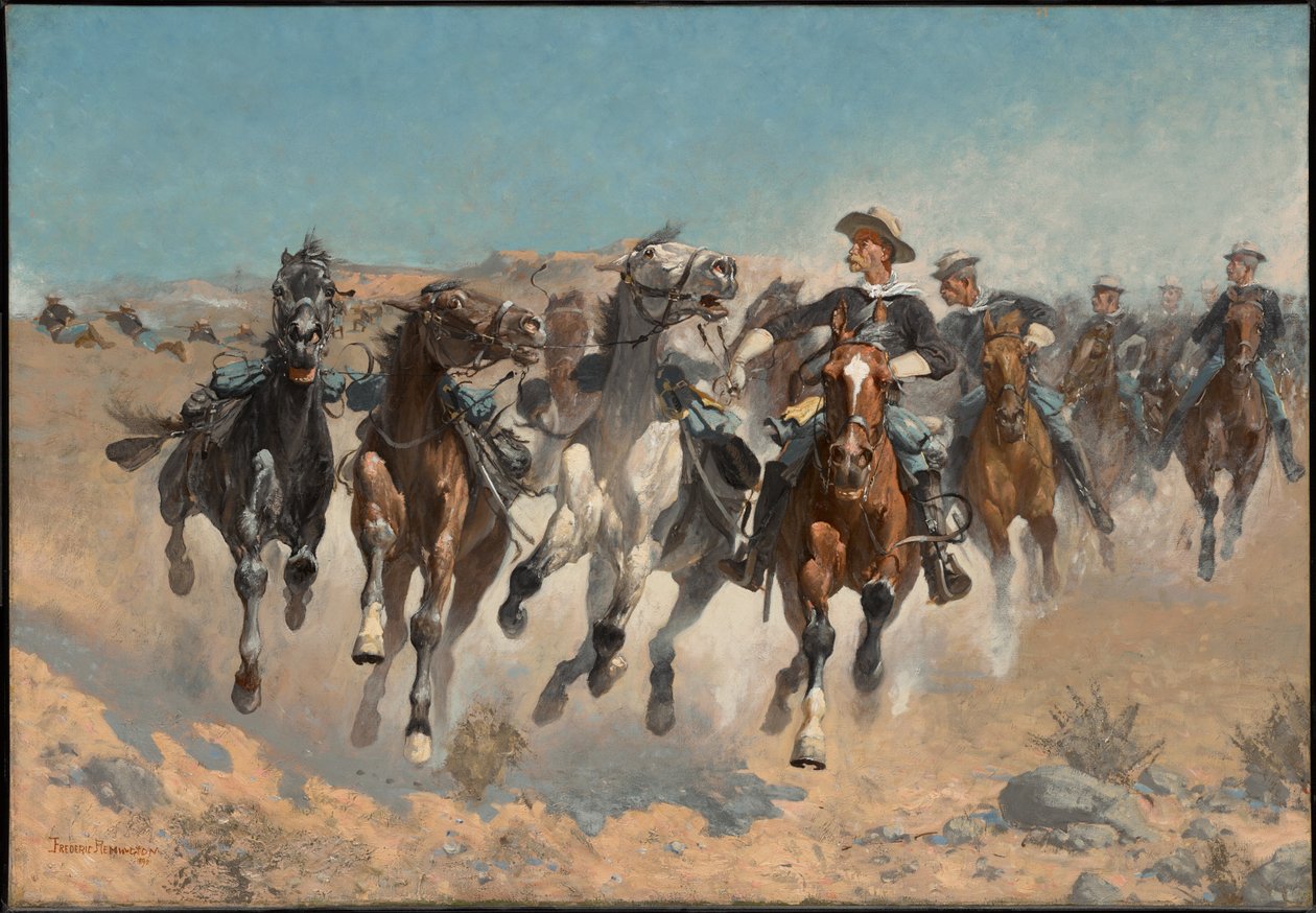 Avsuttna: soldaterna i fjärde regementet flyttar de ledda hästarna av Frederic Remington