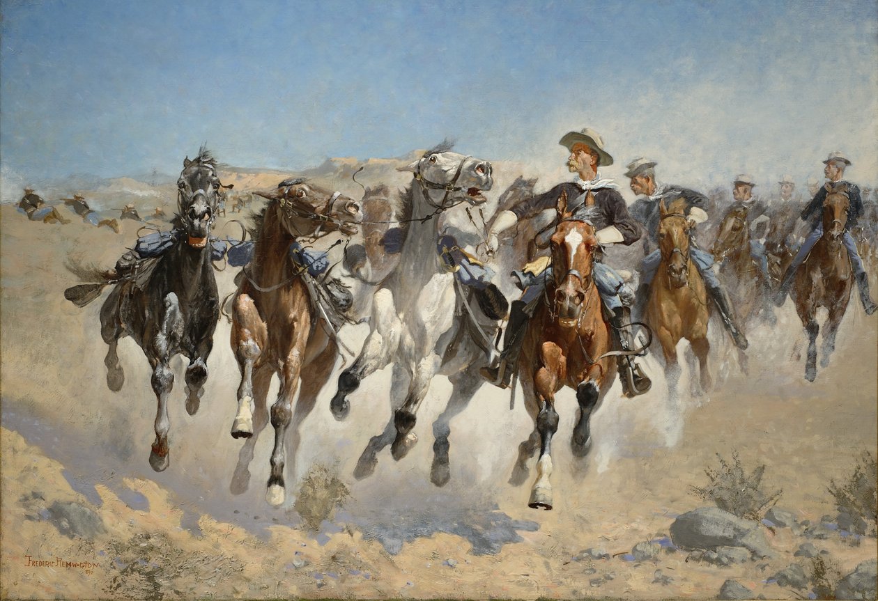 Nedstigning: The Fourth Troopers Moving the Led Horses, 1890 av Frederic Remington