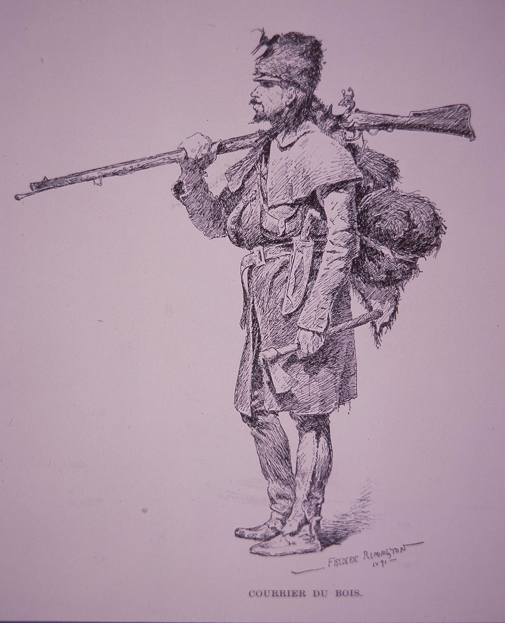Fransk-kanadensisk pälsfångare Coureur du Bois av Frederic Remington