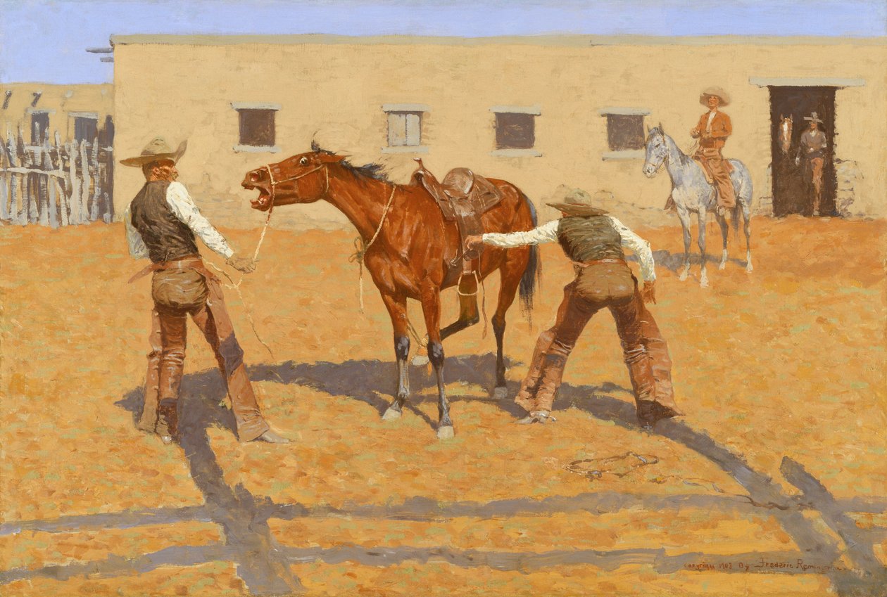 Hans första Leson, 1903, av Frederic S. Remington av Frederic Remington