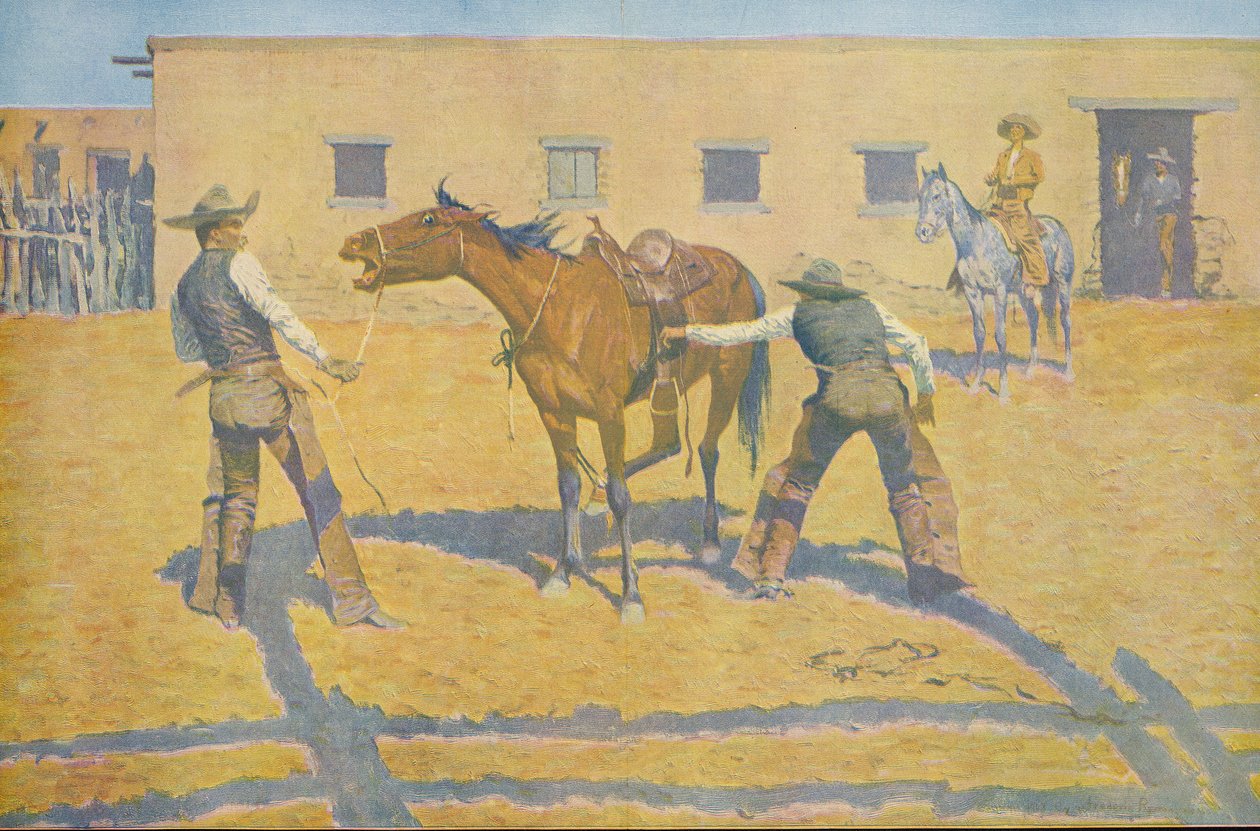 Hans första lektion, från Colliers Weekly, pub.1903 av Frederic Remington