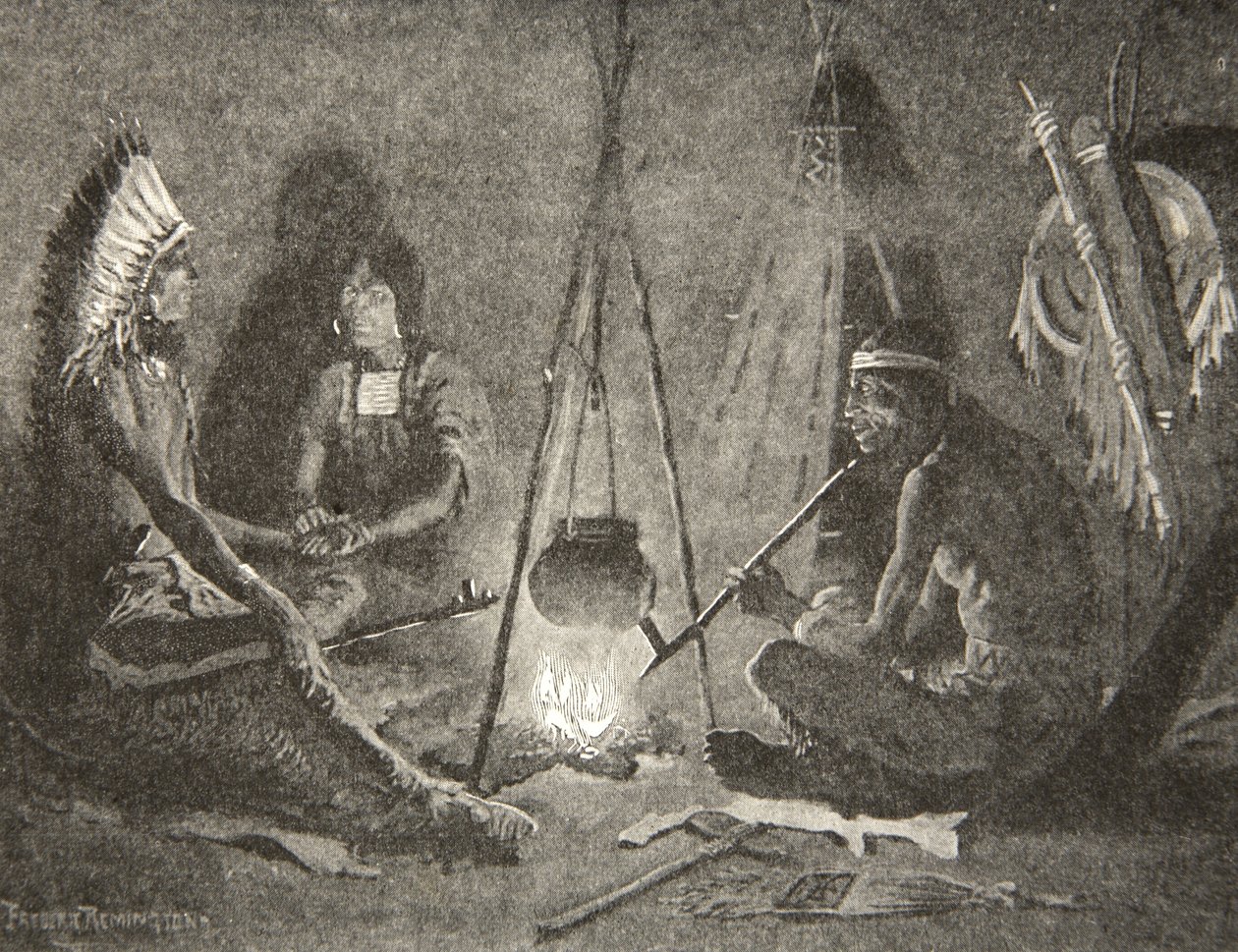 Jag kommer att följa dig, min man, från The Song of Hiawatha av Henry Wadsworth Longfellow (1807-82), pub. av George G. Harrap und Company Ltd., 1911 av Frederic Remington