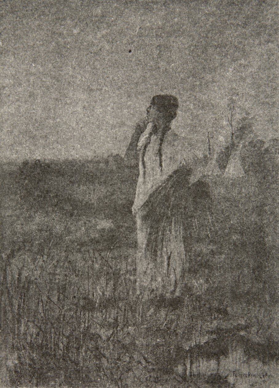Som ett spöke som går i soluppgången såg han en jungfru gå, ur Hiawathas sång av Henry Wadsworth Longfellow (1807-82), publicerad av George G. Harrap und Company Ltd., 1911. av Frederic Remington