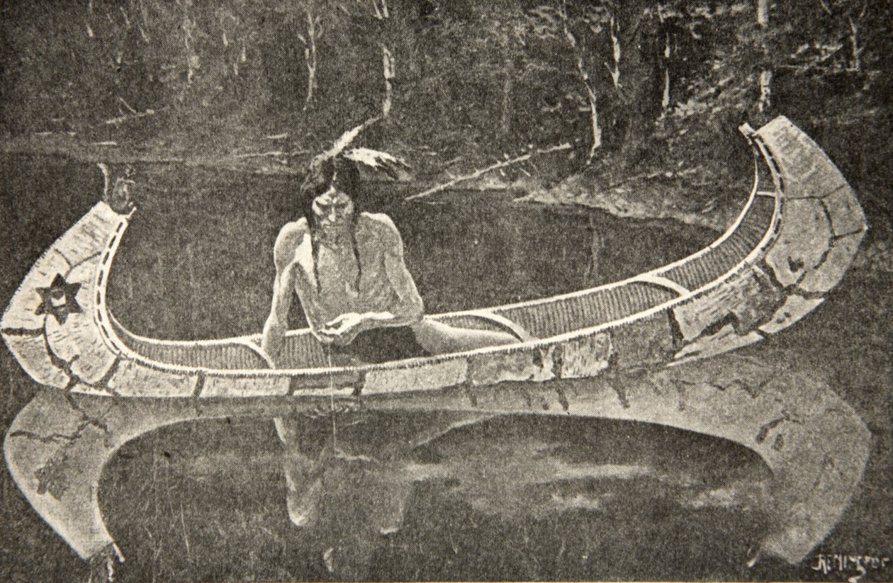 Long sat waiting for an answer, ur The Song of Hiawatha av Henry Wadsworth Longfellow (1807-82), publicerad av George G. Harrap und Company Ltd., 1911. av Frederic Remington