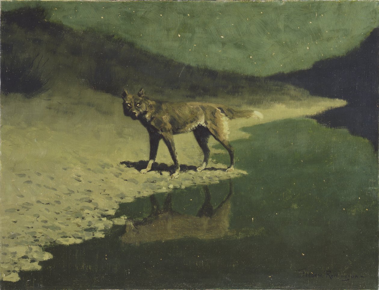 Moonlight, Wolf, ca 1904 av Frederic Remington