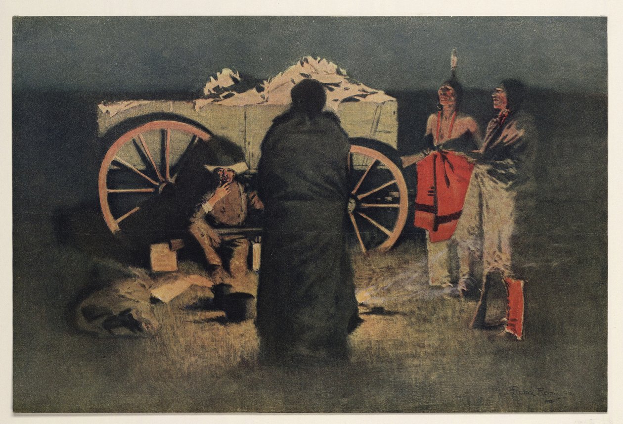 Nattläger, pub. 1905 av Frederic Remington