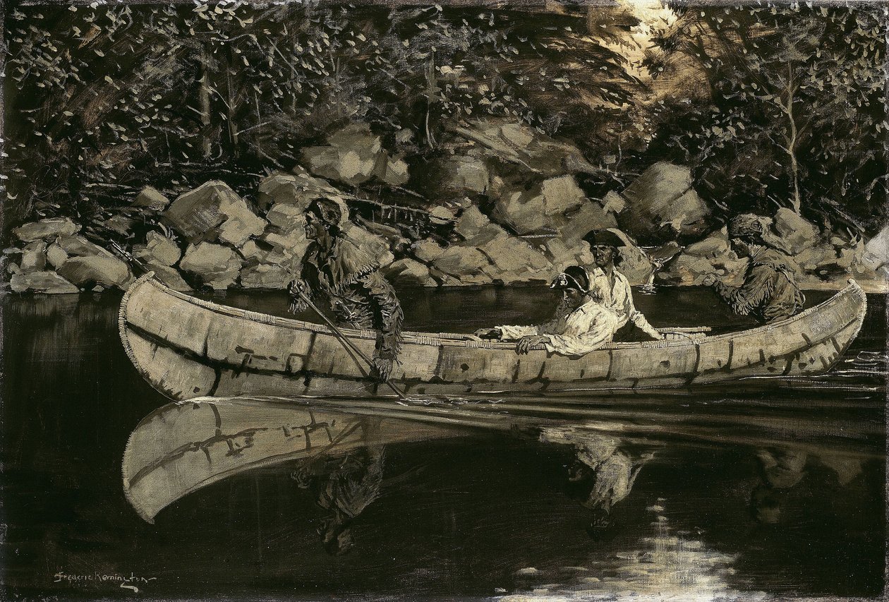 Paddling av skadad brittisk officer av Frederic Remington