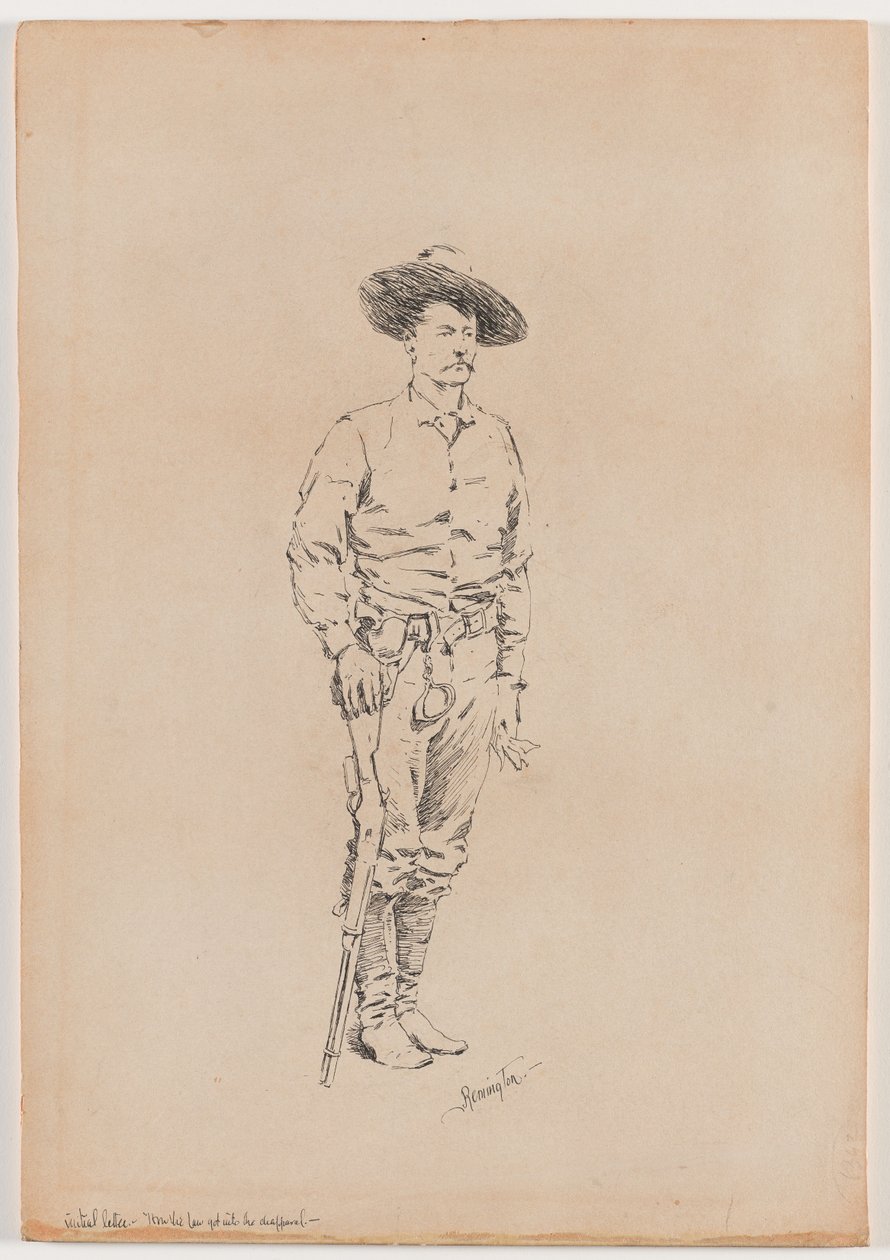 Skiss av en Texas Ranger för "How the Law Kom in i Chaparral" av Frederic Remington