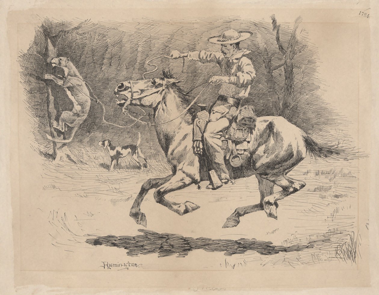 Spurring his Horse in Pursuit av Frederic Remington