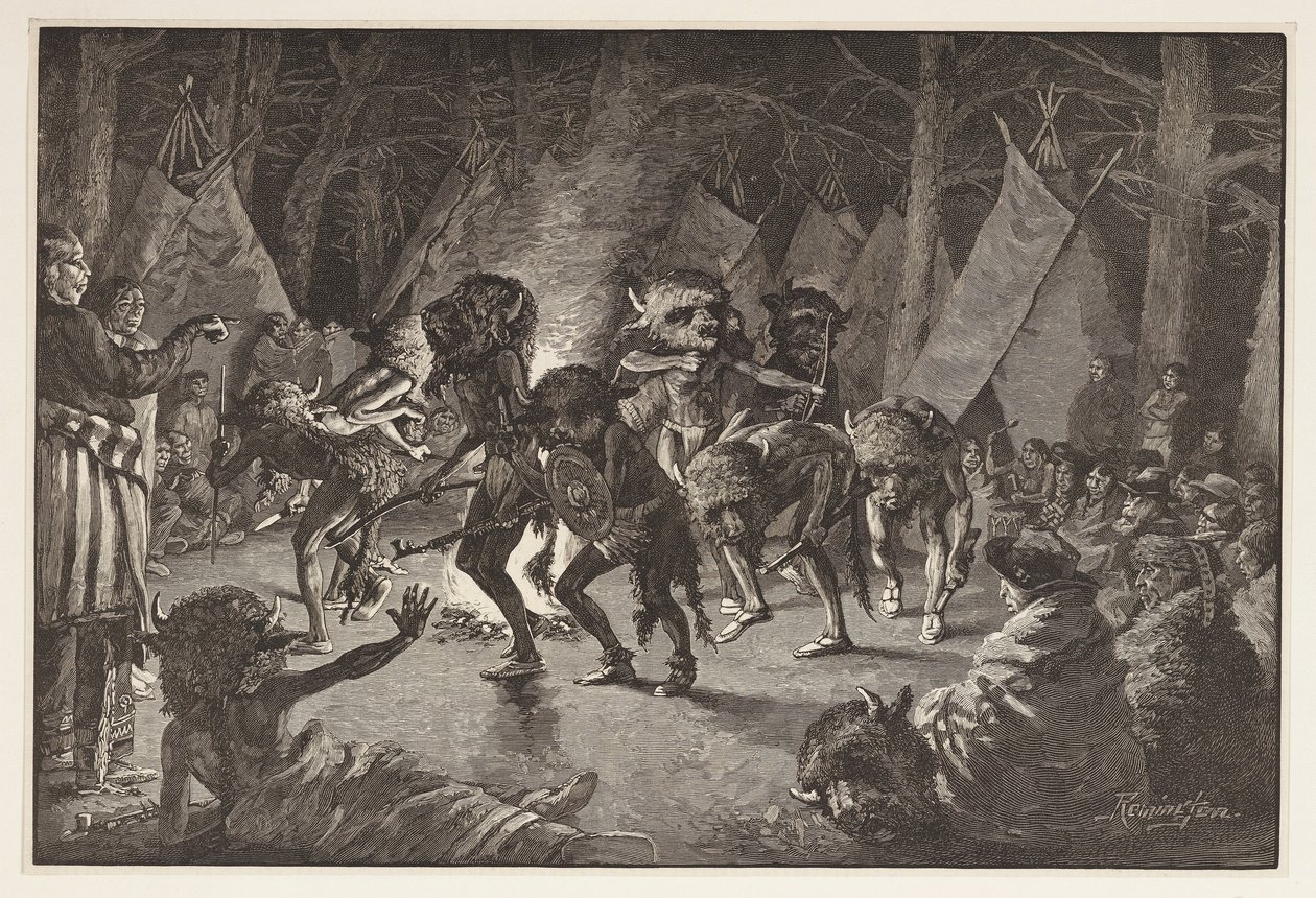 The Buffalo Dance, från Harpers Weekly, pub 1887 av Frederic Remington