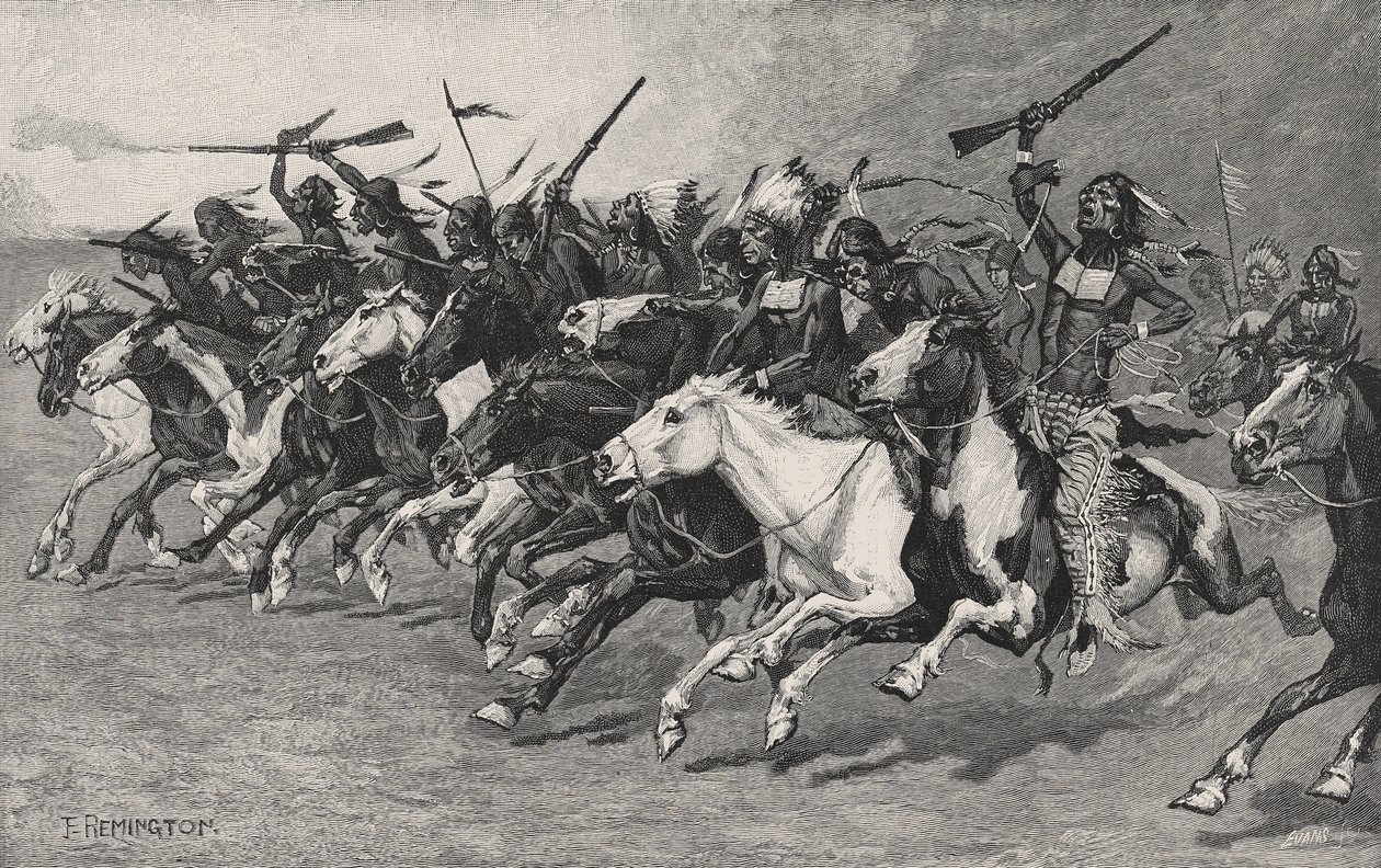 Laddningen på solpolen av Frederic Remington
