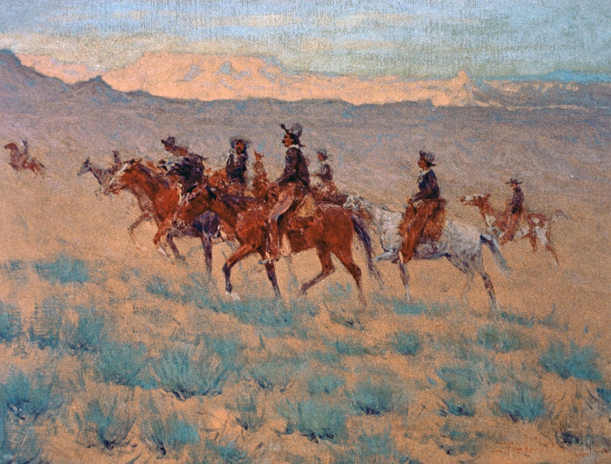 The Cowpunchers (akvarell på papper) av Frederic Remington