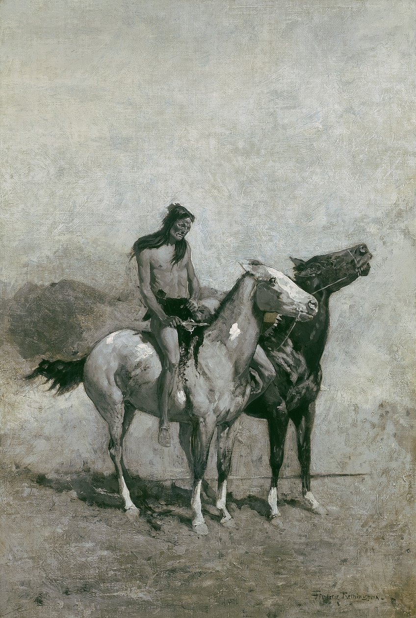 Eldätaren slängde sitt offer över sin ponny, ca 1900 av Frederic Remington