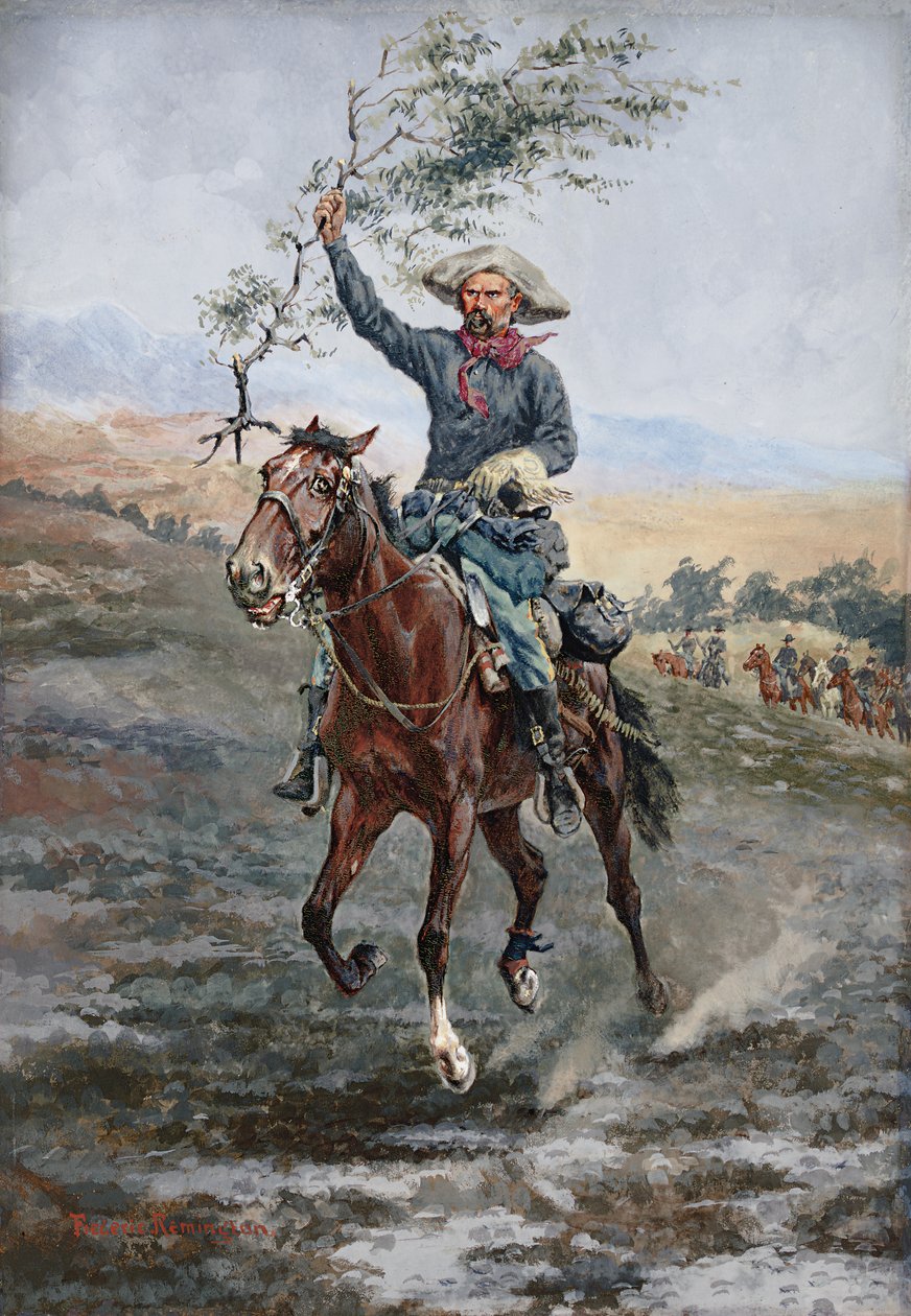 Vapenvilans flagga i det indiska kriget, 1886 av Frederic Remington