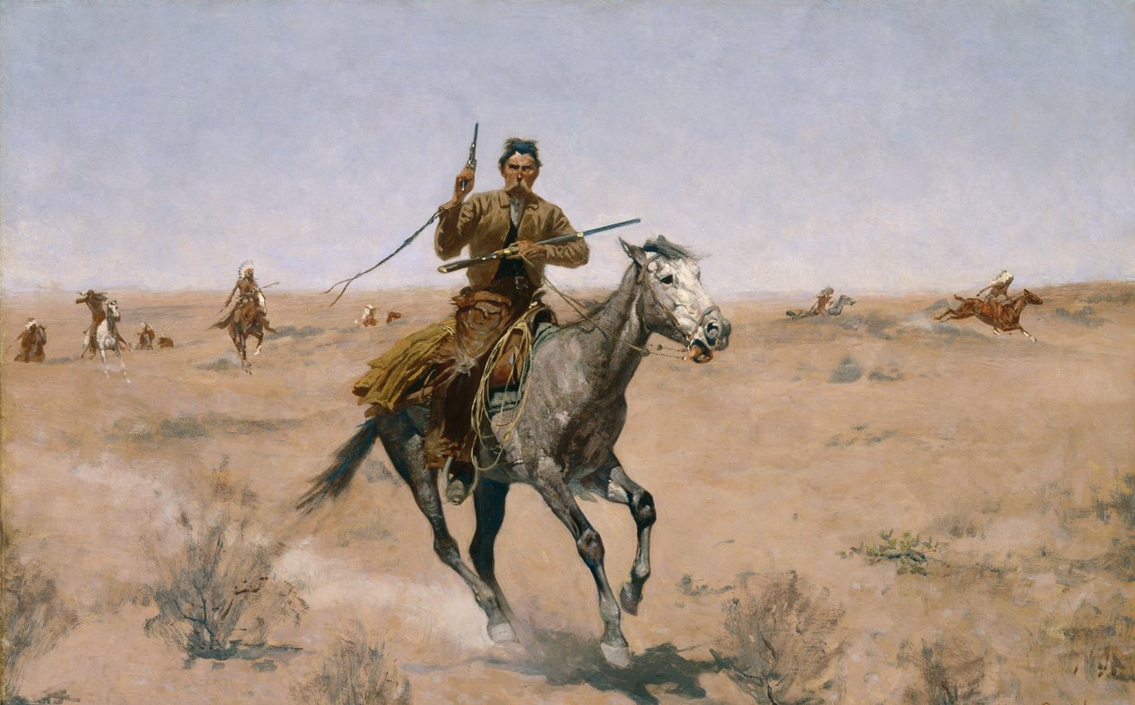 Flygningen (A Sage-Brush Pioneer) 1895 av Frederic Remington