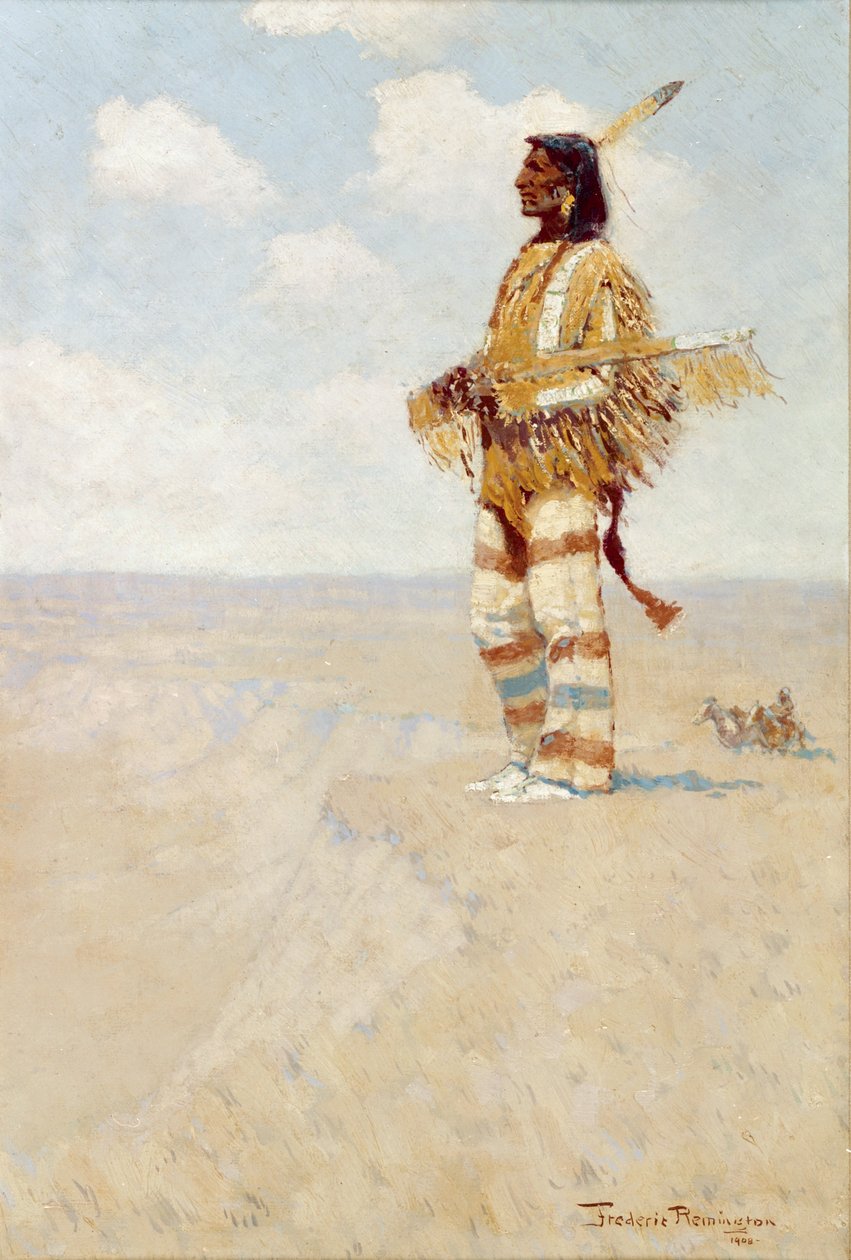 The Last of His Race (The Vanishing American), 1908 (olja på kompositionstavla) av Frederic Remington