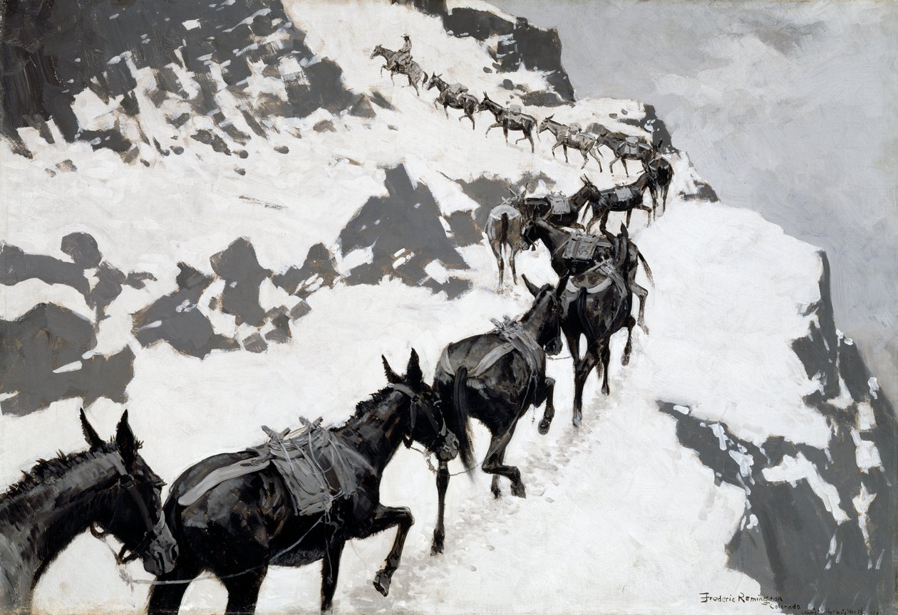 The Mule Pack (Ett malmtåg som går in i silvergruvorna, Colorado) 1901 av Frederic Remington
