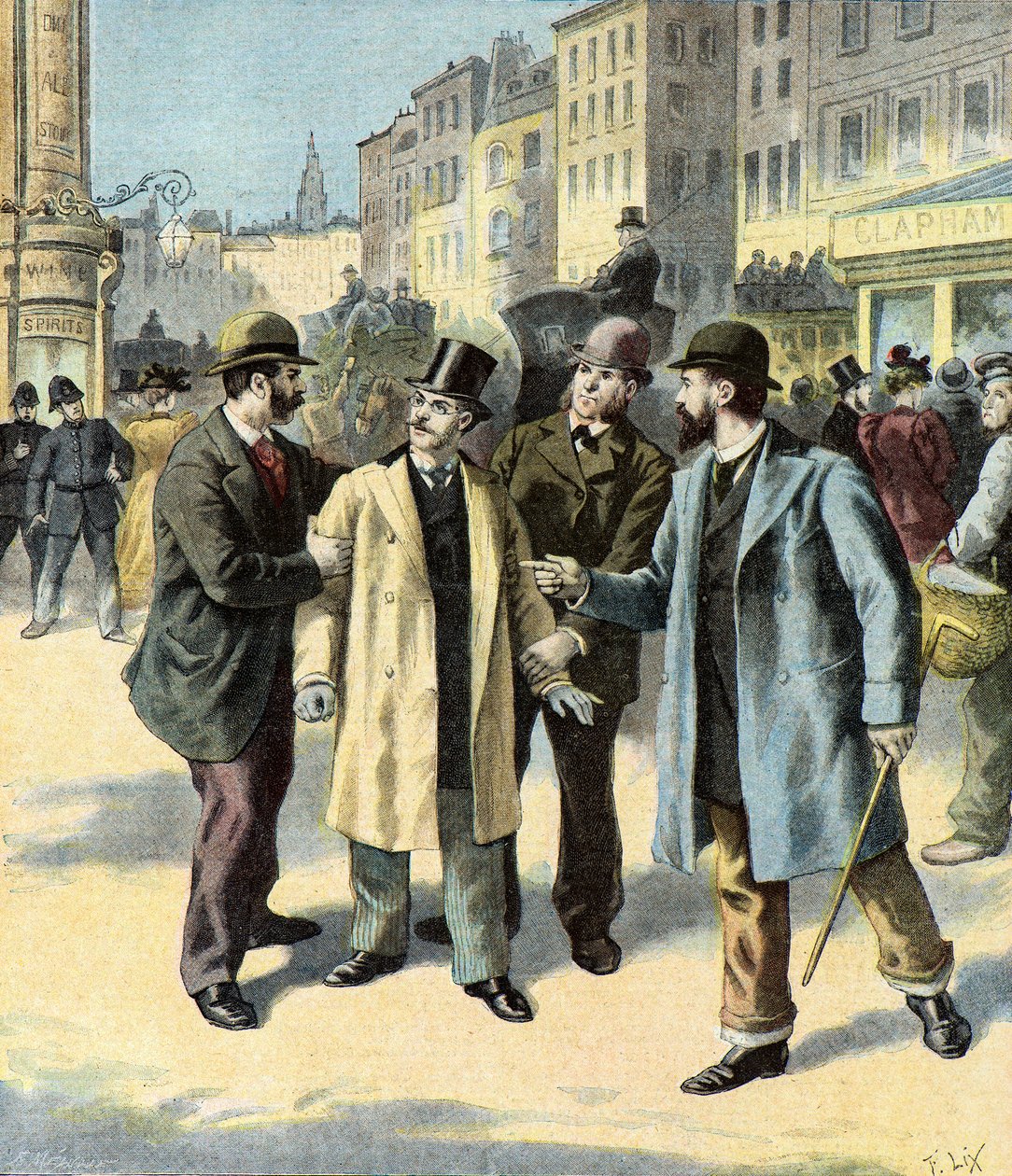 Arrestering av Leopold Emile Aron,1895 (Illustration) av Frederic Theodore Lix