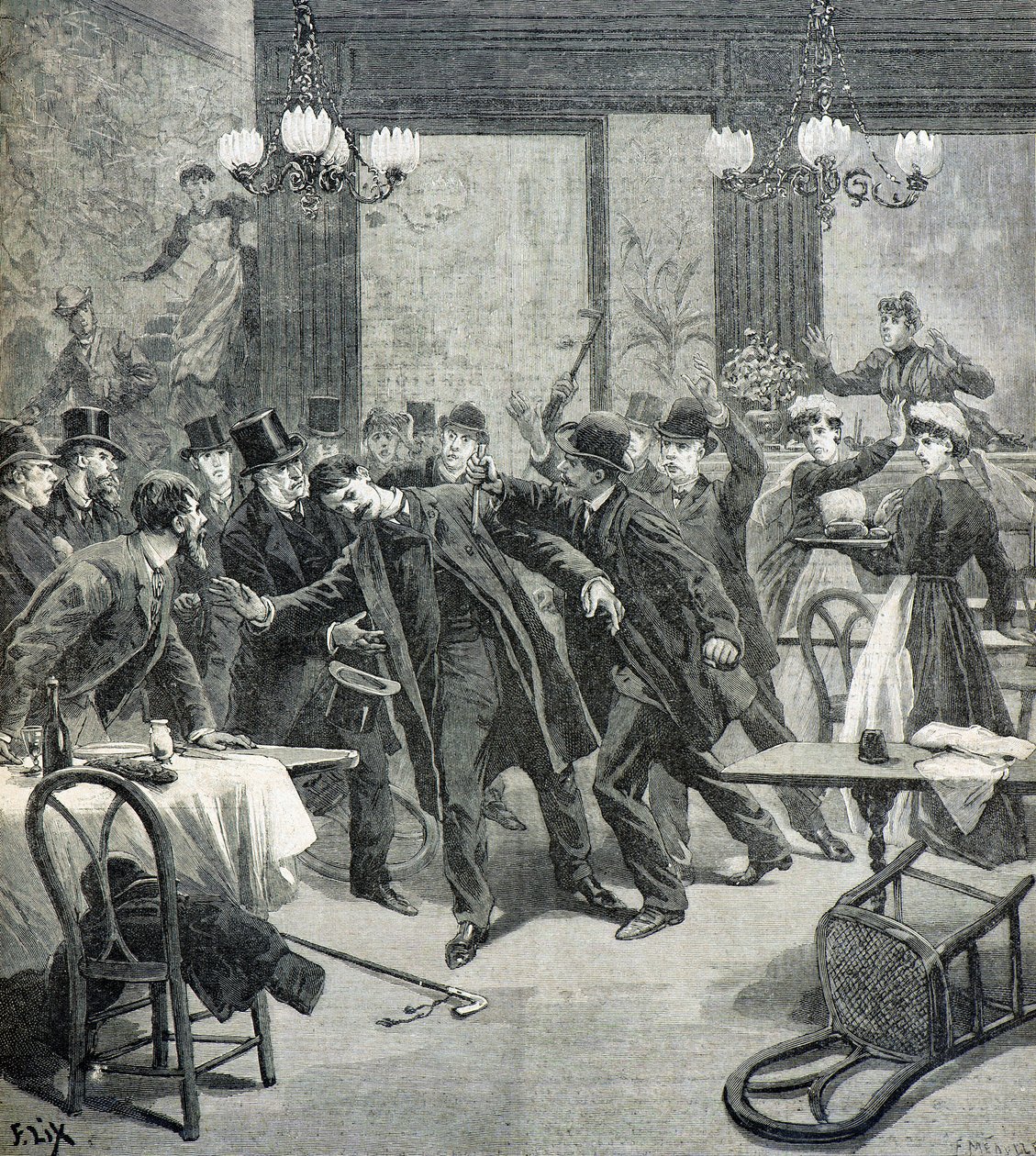 Attack av anarkisten Leauthier av Frederic Theodore Lix