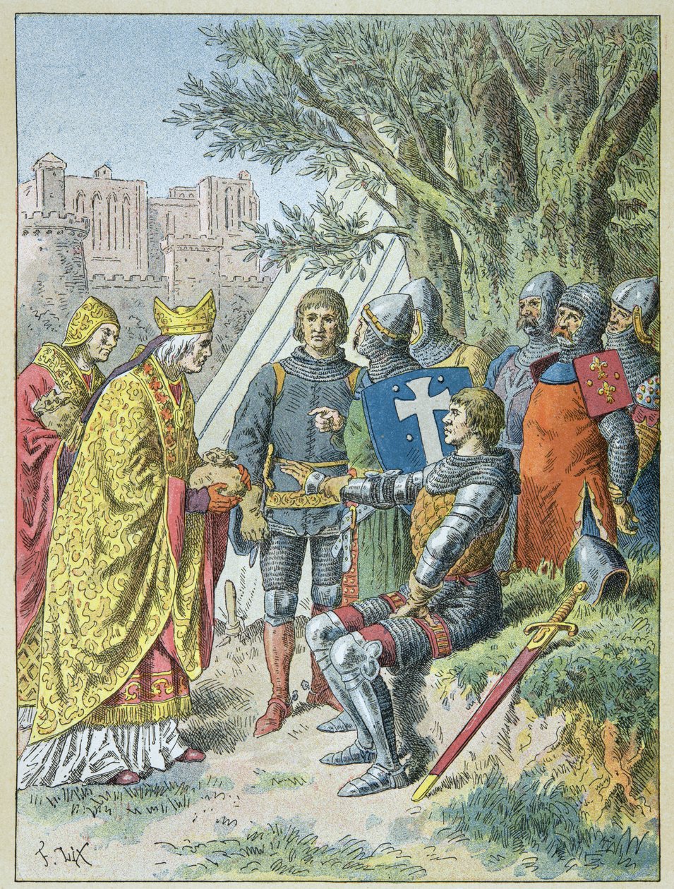 Bertrand Du Guesclin tog emot det agg han sökte för att behålla Avignon av Frederic Theodore Lix