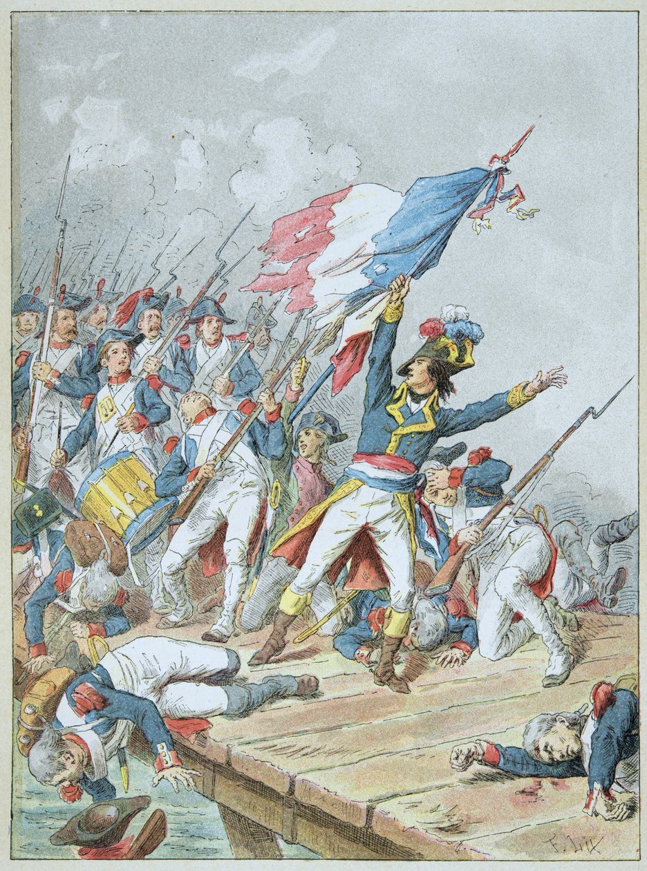 Bonaparte korsade bron d Arcole i november 1796 av Frederic Theodore Lix