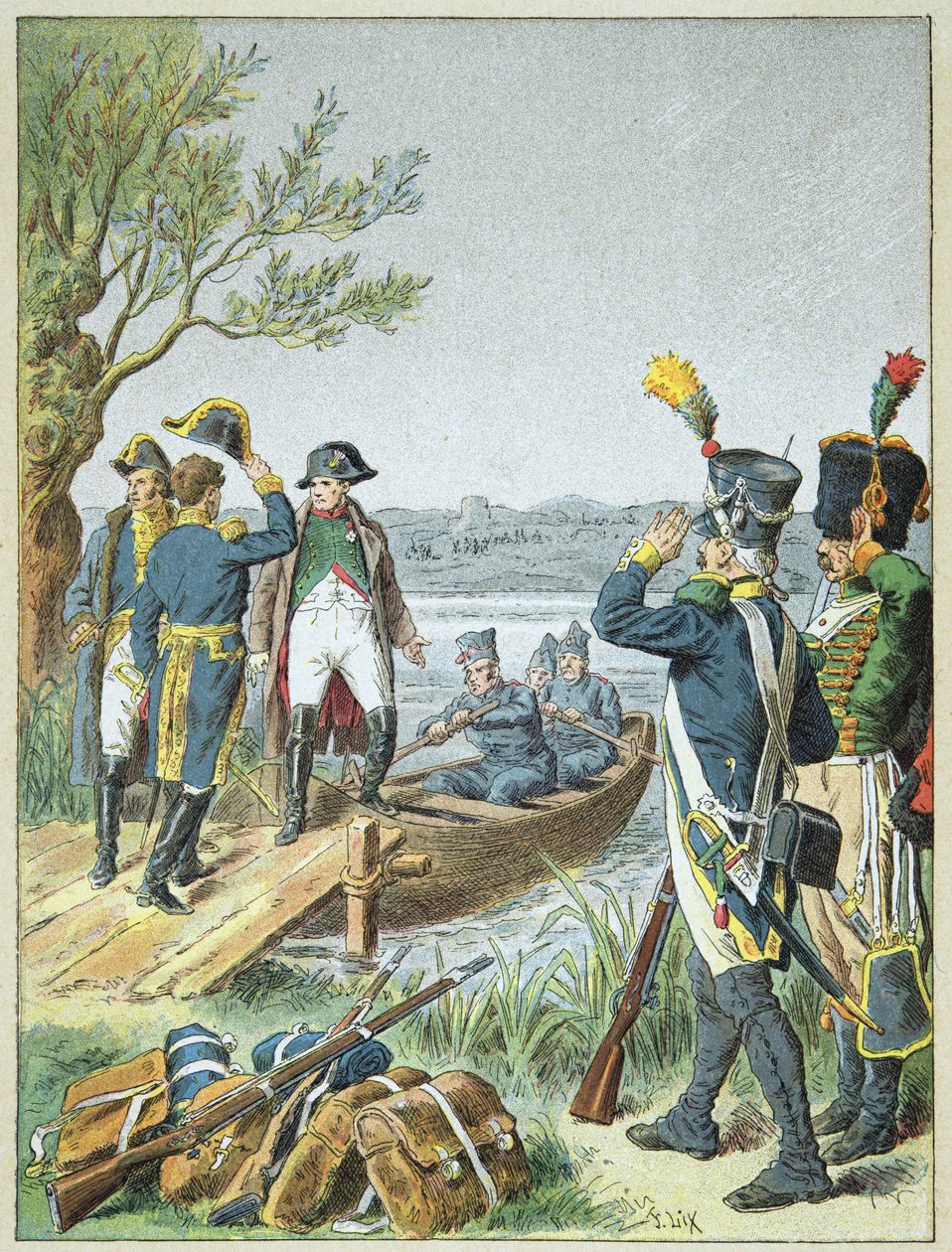 Napoleon Bonaparte och Massena på de Lobau efter slaget vid Essling, 22 maj av Frederic Theodore Lix