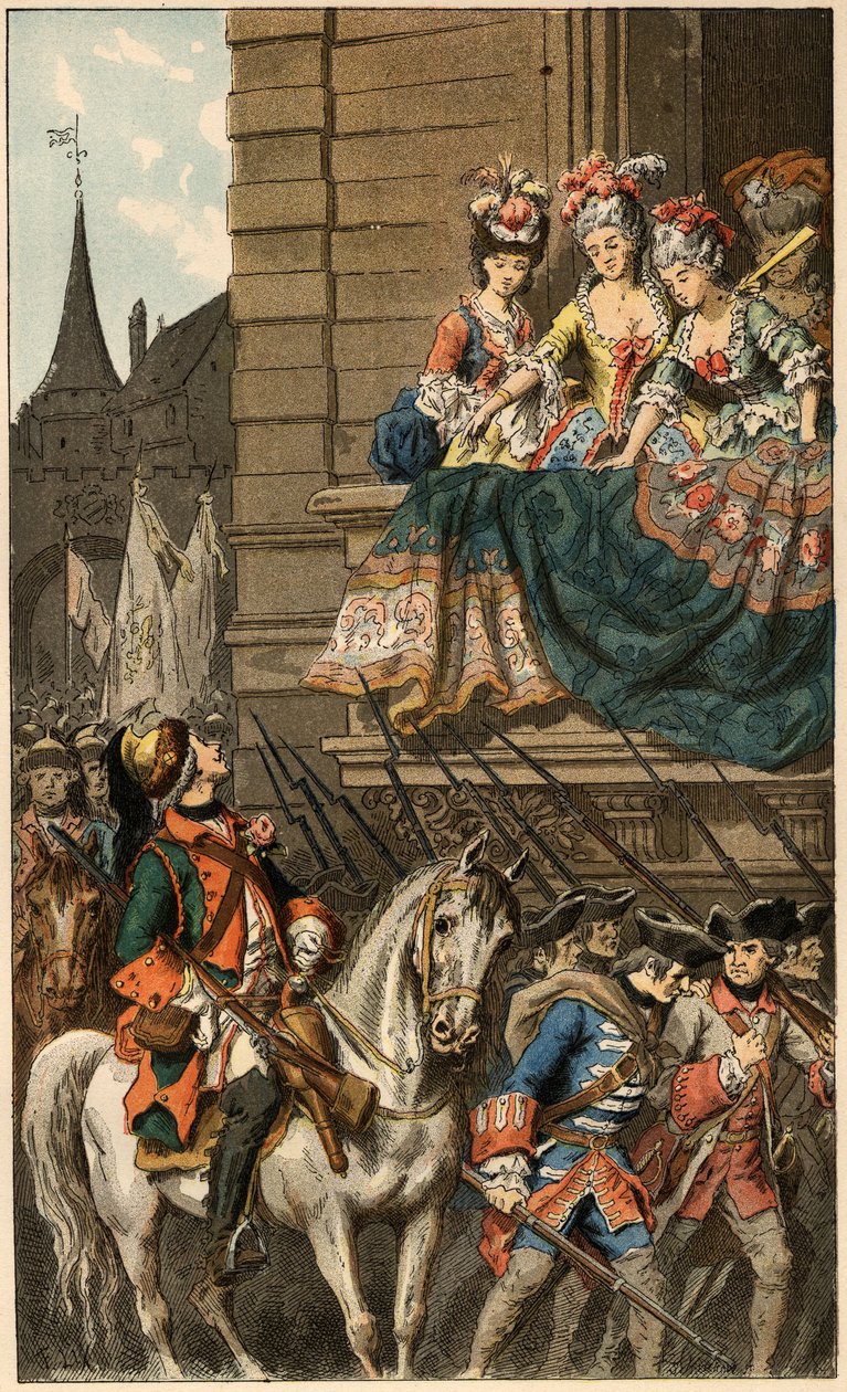 Populär låt: "Pretty Dragon". Illustration av Frederic Theodore Lix (1830-1897) i ""Barnsånger och rundor från Frankrikes provinser"" av Frederic Theodore Lix