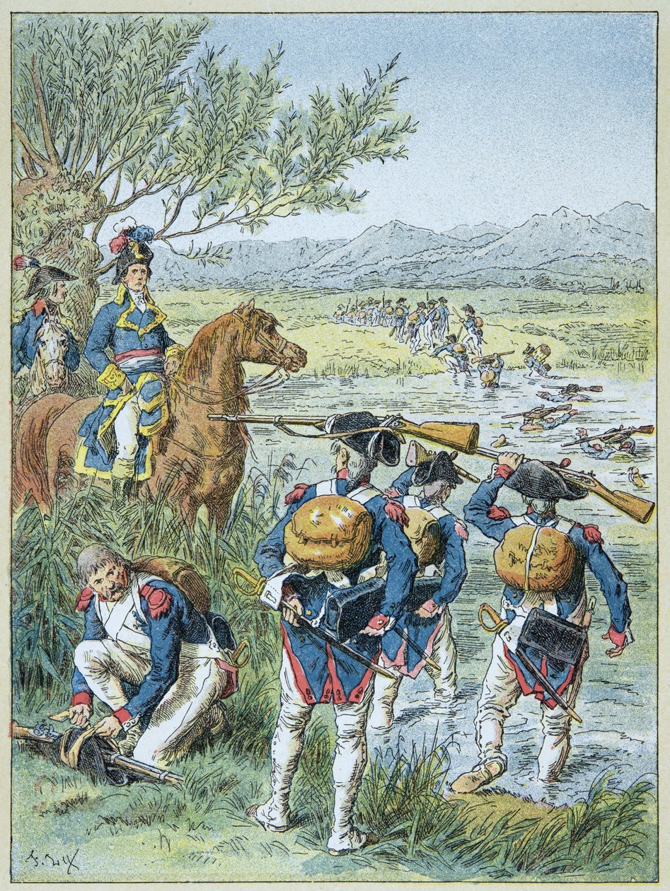 Andra slaget vid Zürich - Passage av Lintz 1799 av Massenas armé av Frederic Theodore Lix